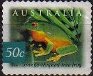 AUSTRALIA 2003 Scott 2159 Sello Fauna Rana Orange thighed tree foog usado Michel 2237 